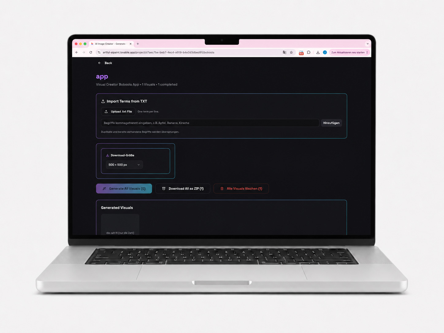 Produktions-App — AI Image Creator zur Visual-Generierung