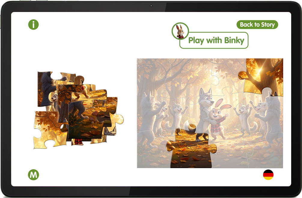 Edu Book — Spielmodus 'Play with Binky' mit Puzzle
