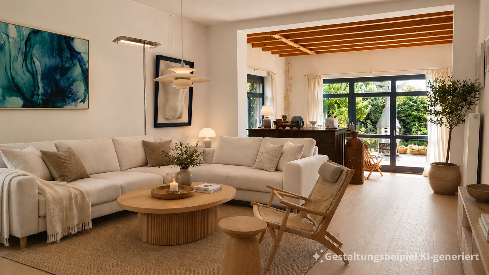 Virtual Staging — Wohnzimmer als KI-generiertes Gestaltungsbeispiel