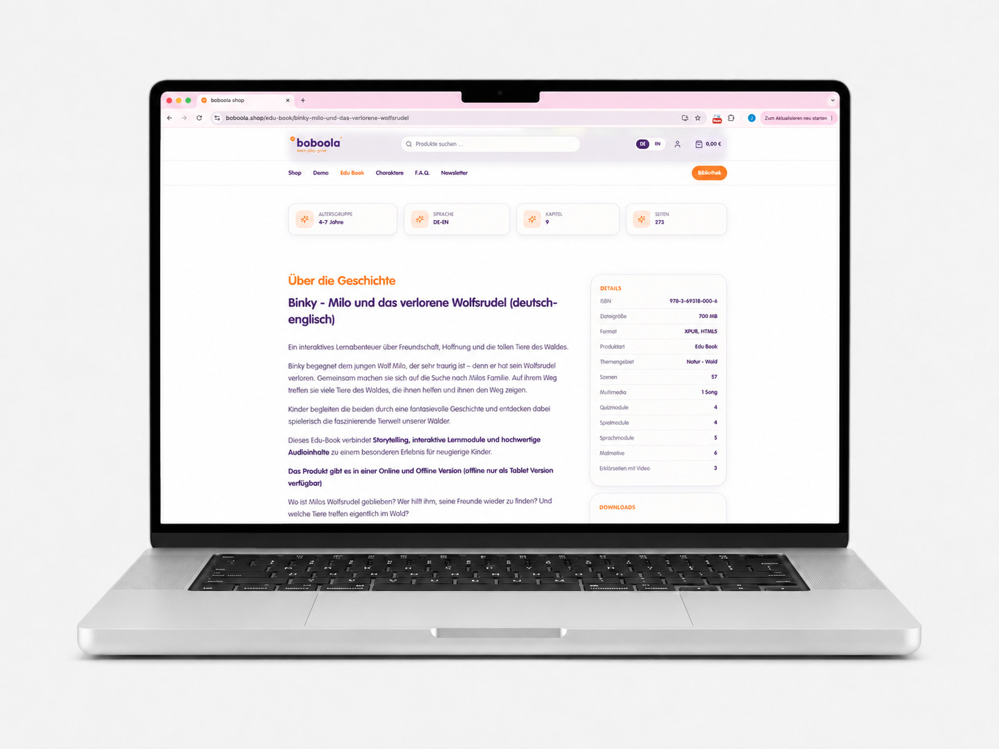 boboola Shop — Produktinformationen mit Metadaten