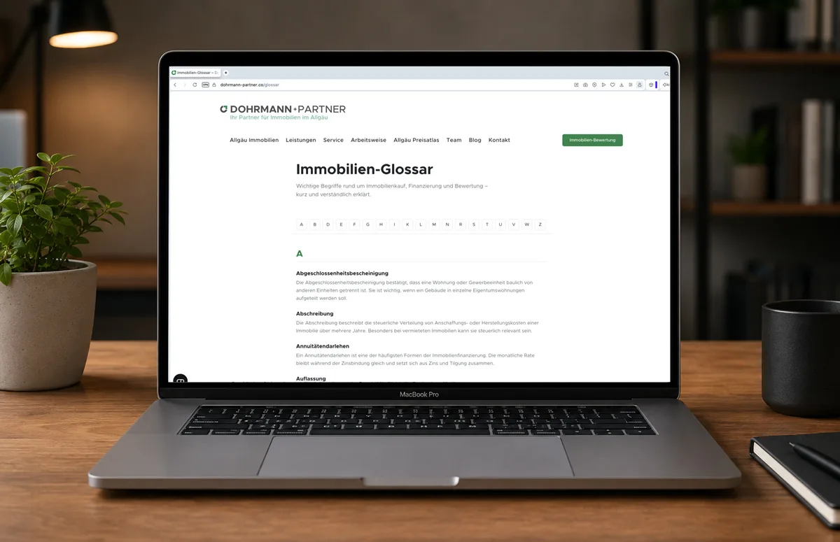 Dohrmann+Partner — Immobilien-Glossar mit A–Z-Navigation